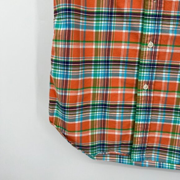 Polo Ralph Lauren Shirt Blue orange plaid Check colored embroidered Pony Mens si - Picture 5 of 11